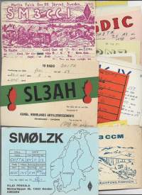 Ruotsi   Radioamatöörikortti,  radioamatööriyhteyskortti DX-yhteyskortti  vuosilta 1950-70 luvuilta  n 25 kpl erä