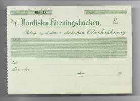 Nordiska Föreningsbanken Ab, Åbo   , blanco shekki  -Pankki toimi nimellä Pohjoismaiden Yhdyspankki (PYP) vuosina 1919−1975, Nordiska