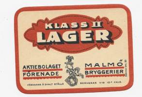 Lager   Klass II -  olutetiketti Skånska Lito