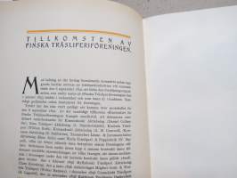 Finska Träsliperiföreningen 1893-1922, kuulunut Frenckellin arkistokokoelmaan (huomaa nahkaan leimattu kirjapainon merkki) -kokonahkainen lahjasidos
