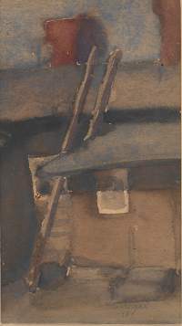 Greta Schalin (s. Kegel), Turun Käsityöläismuseosta, akvarelli sign 1918, kehystetty 42x27 cm