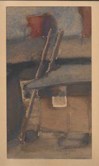 Greta Schalin (s. Kegel), Turun Käsityöläismuseosta, akvarelli sign 1918, kehystetty 42x27 cm