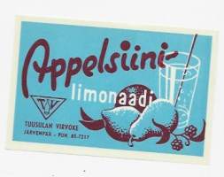 Appelsiinilimonaadia -  juomaetiketti