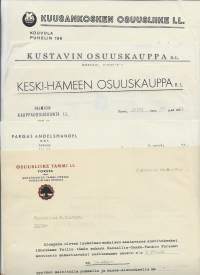 Osuuskauppojen lomakkeita 1951  -  firmalomake 6 eril
