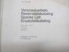 Valmet 411 DS Diesel Varaosaluettelo - Reservdelskatalog - Parts Catalogue (Lokomo M 131/133 kaivinkone) moottorinumerosta 30001