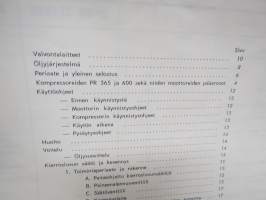 Atlas-Copco PR 365 - PR 600 siirrettävä dieselkäyttöinen ruuvikompressori -huolto-ohjekirja