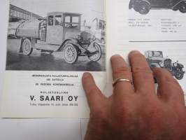 Automobiilinäyttely 1970 Turku Suomen Automobiili-Historiallinen Klubi -käsiohjelma, runsas kuvitus näytteillä olleista auoista