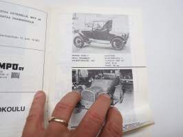 Automobiilinäyttely 1970 Turku Suomen Automobiili-Historiallinen Klubi -käsiohjelma, runsas kuvitus näytteillä olleista auoista