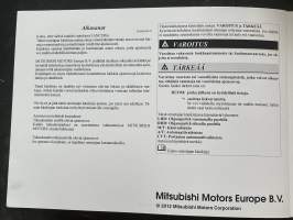 Mitsubishi Motors Lancer 2012 -käyttöohjekirja