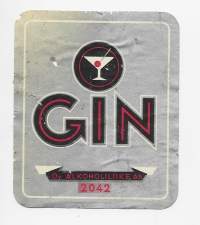 Gin   nr 2042  - viinaetiketti viinietiketti
