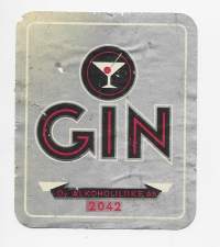 Gin   nr 2042  - viinaetiketti viinietiketti