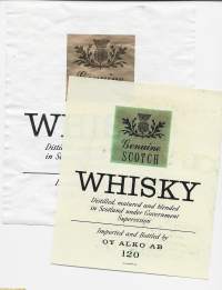 Genuine Schtch Whisky nr 120 - viinaetiketti 2 eri kokoa