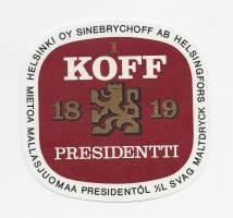 Koff 1819 Presidentti   olut  - olutetiketti