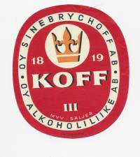 Koff III olut  - olutetiketti
