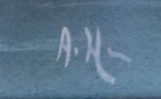Alexander Hinden, maisema öljy levylle sign A H - 39x29 cm kehystetty
