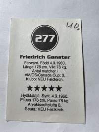Friedrich Ganster jääkiekko -keräilykortti / tarra