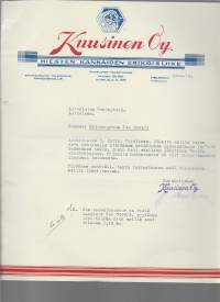 Kuusinen Oy Helsinki 1933 -  firmalomake