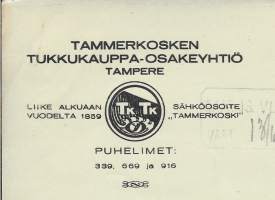 Tammerkosken Tukkukauppa Oy Tampere 1922 -  firmalomake