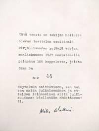 Yö yli Euroopan : 3-näytöksinen draama Suomen kesästä 1933 (signeerattu, numeroitu)