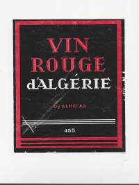 Vin Rouge dÁlgerie Alko nr 455 - viinaetiketti viinietiketti
