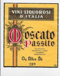 Moscato Passito  Alko nr  nr 289 - viinaetiketti viinietiketti