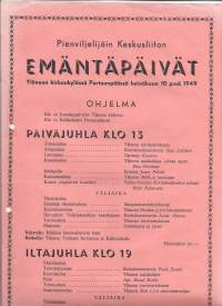 Pienviljelijäin Keskusliiton Emäntäpäivät 1949 Yläne - juliste 35x22 cm