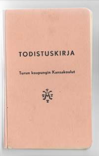 Todistuskirja - Turun kaupungin kansakoulut 1954 - 60koulutodistus