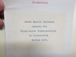 Die Olympischen Spiele 1936 Band I Garmisch-Partenkirchen &amp; Band II Berlin - suomalaiselle olympiamitalistille - Kaarlo Toivonen - virallisesti lahjoitetut kappaleet