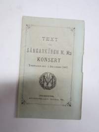 Text till Sångarkören M. M:s konsert Torsdagen den 1 December 1887 (i Helsingfors)