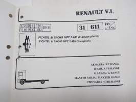 Sisu Trucks Renault 31 611 Kytkin / Clutch vaihteistot - Huolto-ohjekirja