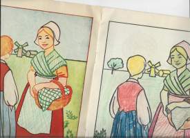 Vanha siististi väritetty värityskirja vuodelta 1947 / Turun Sanomalehti ja Kirjapaino Oy