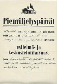 Pienviljelyspäivät 15.9.1950 Kirkonkylän Rintalassa - Eurajoen Pienviljelijäyhdistys 36x23 cm