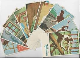 Työ kunniaan 9 eril kulkematon postikortti sarja