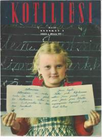 Kotiliesi 1955 nr 17 / kohti koulua, vieläkö koti kasvattaa, astiat arkeen ja juhlaan