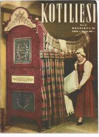 Kotiliesi 1955 nr 4 / kansi Raippaluodon kerrosvuode, kirsikkapuu, kaikki eivät ole mannekiineja, kansallispuku ajaton muoti, Käsityövakka