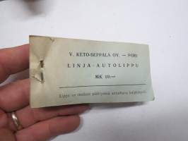 V. Keto-Seppälä linja-autot -matkalippuvihko 10 mk