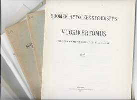 Suomen Hypoteekkiyhdistys vuosikertomus  vuosilta 1916, 1920, 1921, 1925, 1927, 1929 ja 1938  yht 7 kpl erä