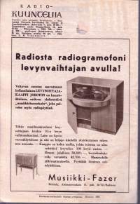 Radiokuuntelija 1952 N:o 8.  17.-24.2.1952. Sisältää Oy Yleisradio AB:n täydellisen viikko-ohjelman sekä ulkomaisten radioasemien lähetysluetteloita.