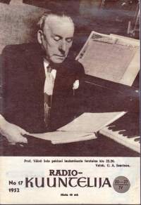 Radiokuuntelija 1952 N:o 17. 20.-27.4.1952. Sisältää Oy Yleisradio AB:n täydellisen viikko-ohjelman sekä ulkomaisten radioasemien lähetysluetteloita.