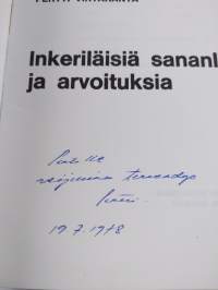 Inkeriläisiä sananlaskuja ja arvoituksia (signeerattu, tekijän omiste)