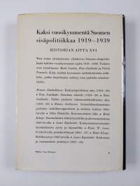 Kaksi vuosikymmentä Suomen sisäpolitiikkaa 1919-1939