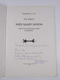 Niin saapi sanoa : pieni ruijansuomalainen lukukirja (signeerattu, tekijän omiste)