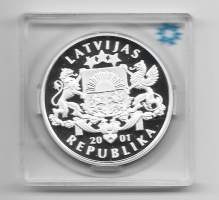 Latvija. 1 Lats, 2001 m., SALT LAKE CITY 2002. PROOFpillerissä