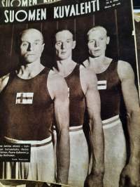 Suomen Kuvalehti  1948 nr 34 (21.8.) Heikki Savolainen, Paavo Aaltonen ja Veikko Huhtanen, kovaa totuutta olympialaisista