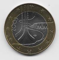 5 euro euroa 2003  Jääkiekko MM juhlaraha  pillerissä