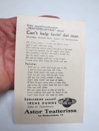 Irene Dunne Teatterilaivassa - Universal Pictures / Astor Teatteri -laulan sanat elokuvan mainoskortin takana