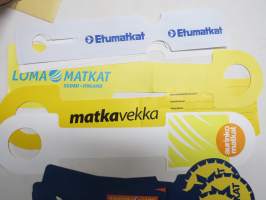 Lomamatkat, Matka-Vekka, Etumatkat, OK-matkat -12 kpl matkatoimistojen matkalaukkumerkkejä