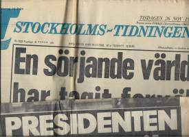 Stockholms Tidningen   26.11 ja 27.11. 1963 / Kennedy - presidenten vigd till vila yht 2 lehteä