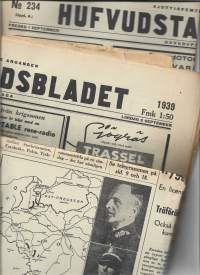 Huvudstadsbladet  1939  1,2 ja 3. 9   yht 3 lehteä