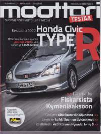Moottori 2022 N:o 6.  Suomen suurin autolehti. Kesäauto Honda Civic Type R. Lähimatka Fiskarsista Kymenlaaksoon. Katso muut aiheet kuvasta.